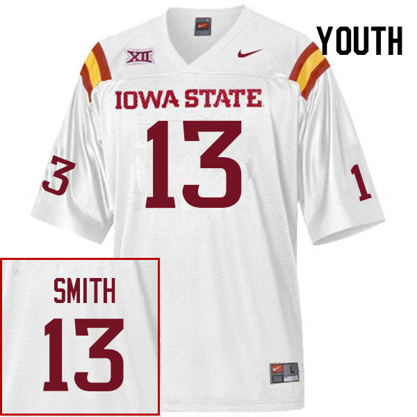 Youth #13 Iowa State Cyclones College Football Jerseys Stitched Sale-White - Click Image to Close
